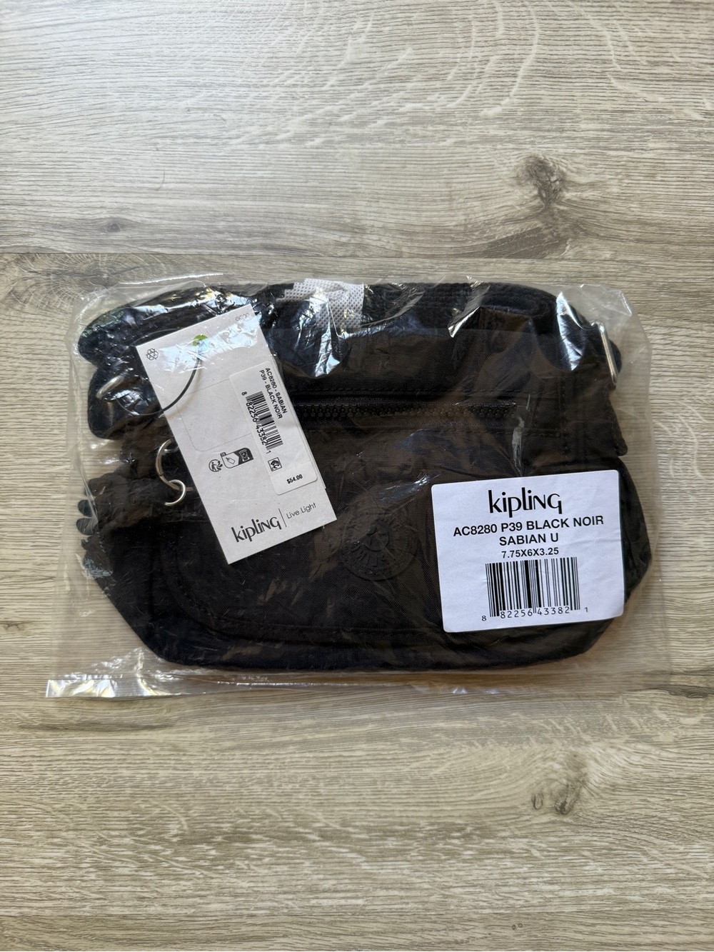 Kipling Sabian Crossbody mini bag w/ monkey keychain Black AC8280 New in package - Picture 6 of 9